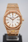 Audemars Piguet Royal Oak Selfwinding watch featuring a distinctive Rose Gold "Grande Tapisserie" stainless steel bracelet.