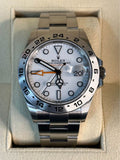 Rolex Explorer II in Oystersteel with a white dial and orange GMT hand