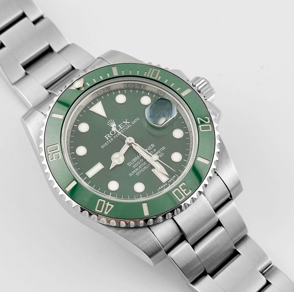 Rolex Submariner Date Hulk featuring a distinctive green dial and ceramic bezel