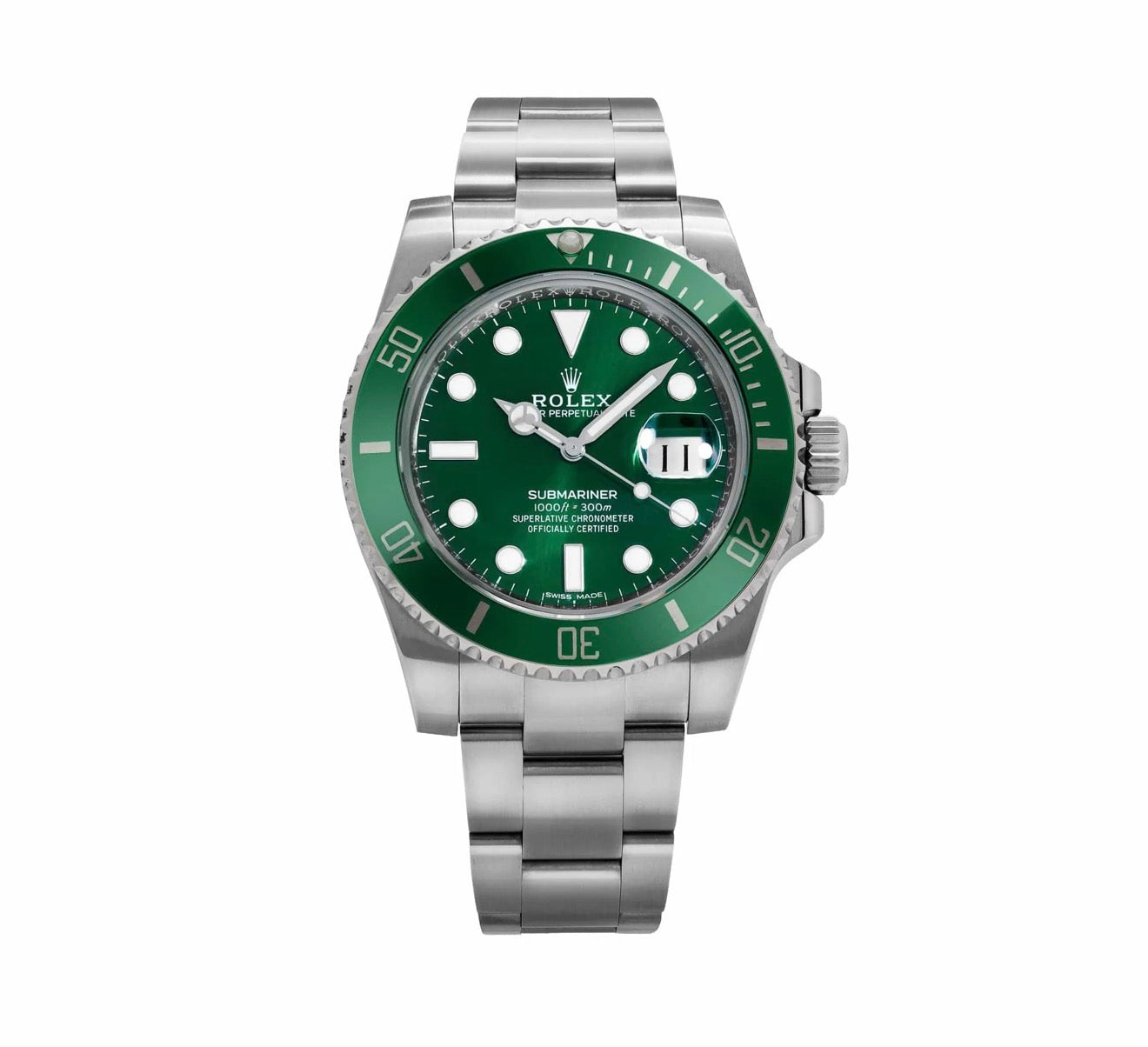 Rolex Submariner Date Hulk featuring a distinctive green dial and ceramic bezel