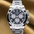 Rolex Cosmograph Daytona platinum in white gold featuring a black dial with diamond hour markers