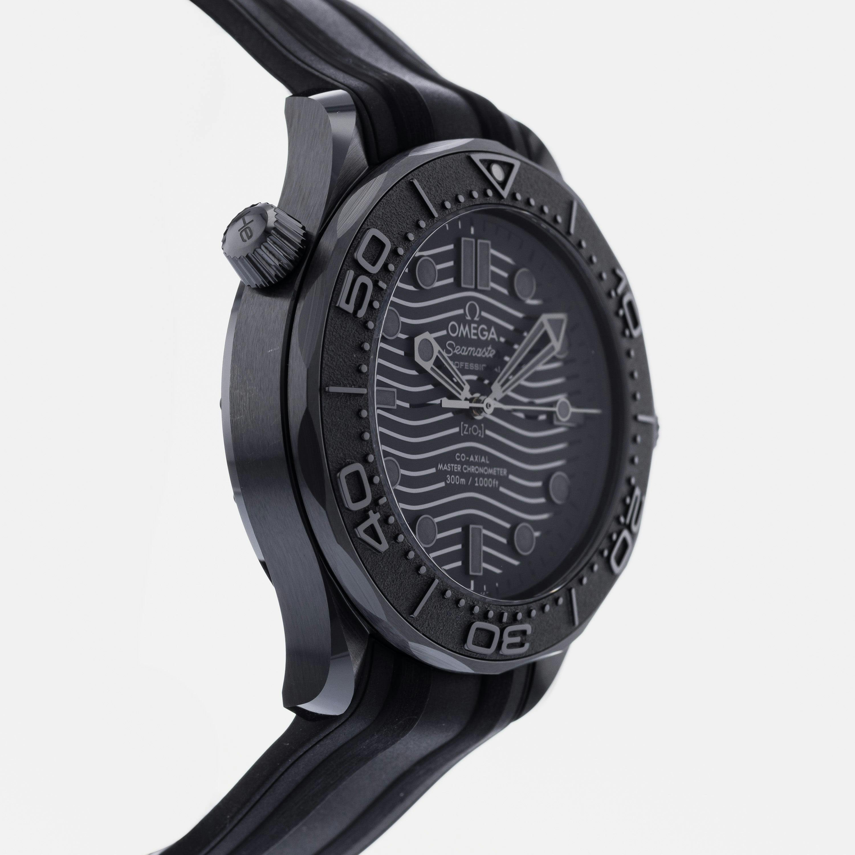 Omega Seamaster Diver 300M Co-Axial Master Chronometer with a black ceramic case