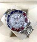 Rolex GMT-Master II 126719BLRO featuring a distinctive meteorite dial and a blue and red "Pepsi" ceramic bezel