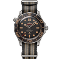 Omega Seamaster Diver 300M 007 Edition watch, featuring a lightweight titanium case and a tropical brown dial