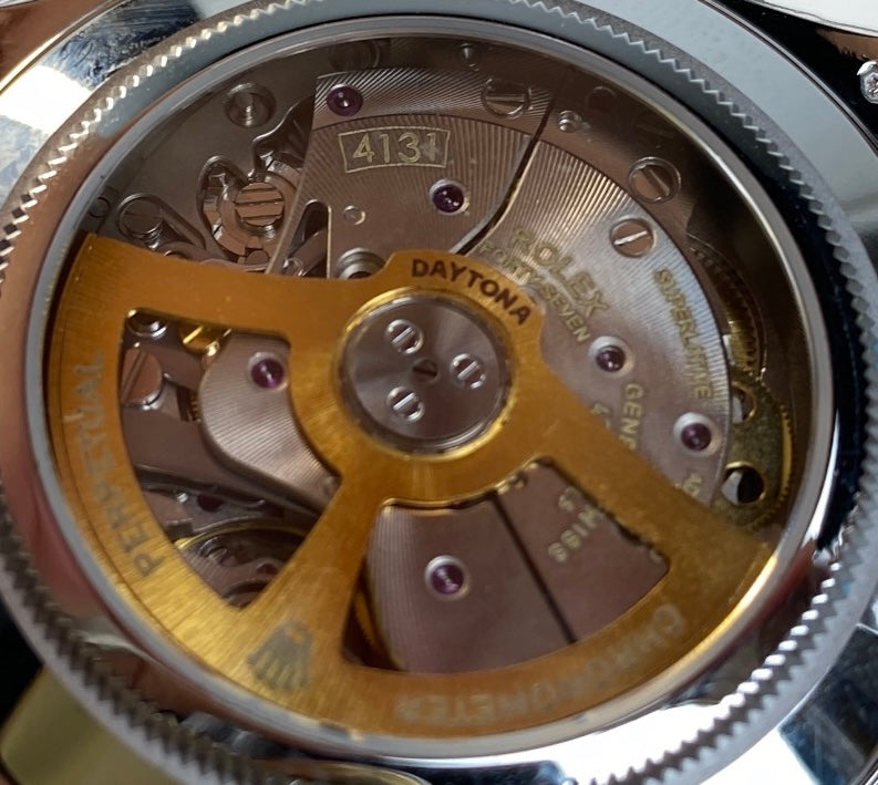 Rolex Cosmograph Daytona features a rare meteorite dial paired with a black Cerachrom bezel and an Oysterflex bracelet